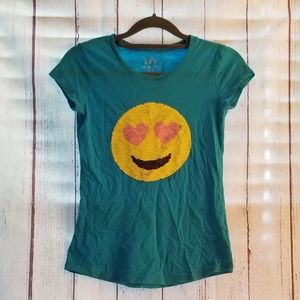 Girl's Size 10 Justice Emoji Sequence Blue Tee